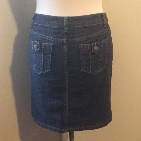 Liz Claiborne Stretch Dark Blue Denim Petite Mini Skirt - LIKE NEW! - Picture 2 of 3